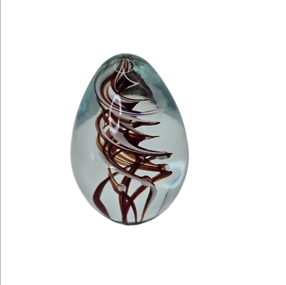 Vintage Glass Eye Studio Art  Egg Shaped Paper Weight
